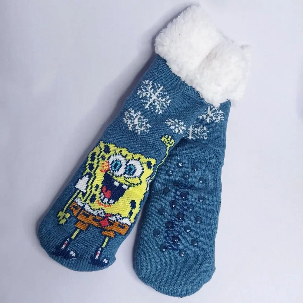 SpongeBob Sherpa Slipper Cabin Socks Non Slip Nickelodeon NWT Adults Womens 4-10